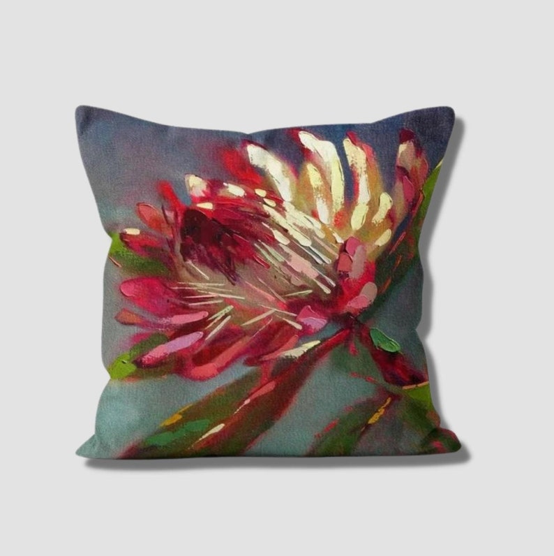 Red & Burgundy Flower Cushion Cover Floral Throw Pillow Etsy
