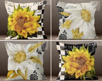Sunflower Porch Pillow Sham, Yellow Floral Pillows, Decorative Cushion Case, Outdoor Throw Pillow, Farmhouse Decor, Home Gift, Birthday Gift