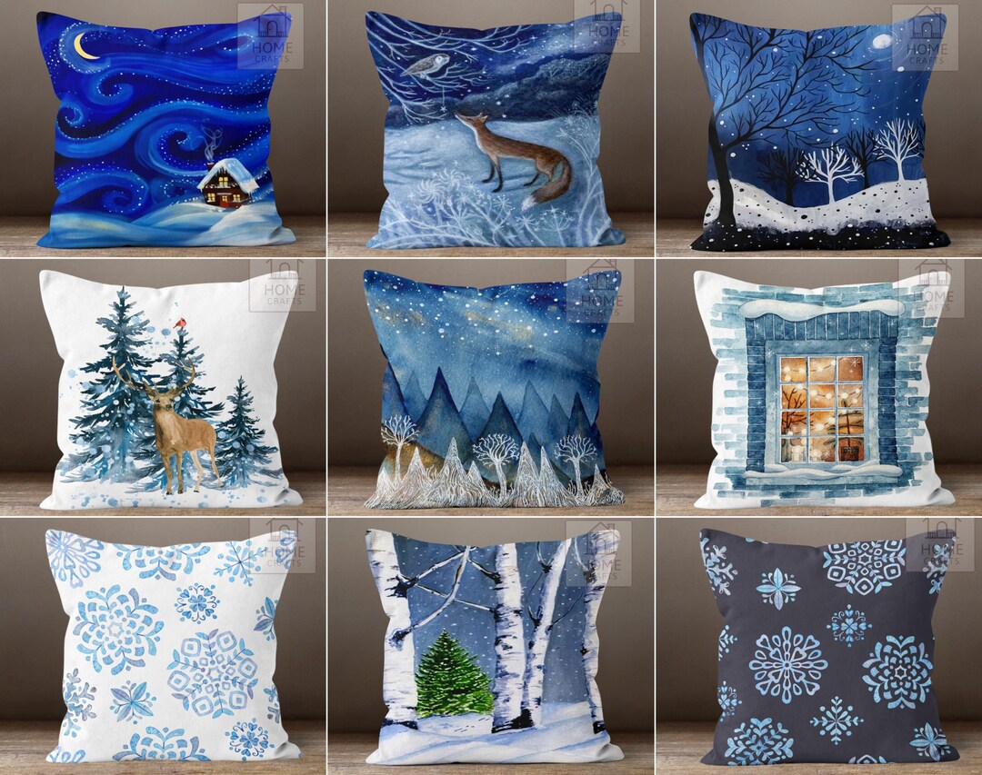 Winter Pillow Cases, Home Pattern Cushion Cover, Snowflake Decorative Pillow, Christmas Pillow