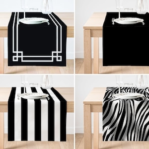 Black White Table Runner, Modern Design Table Cover, Stylish Style Kitchen Runner, Striped Table Cloth, Housewarming Gift, Table Decor