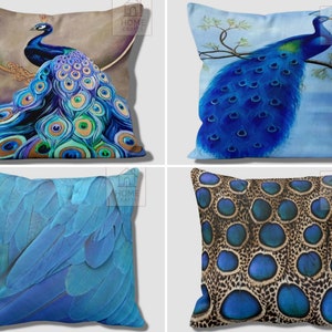 Peacock Sofa Pillow Shams, Gift Ideas, Peacock Feather Pillow, Decorative Cushion Cover, Home Decor, Animal Print Pillow, Luxury Home Design