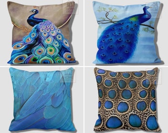 Peacock Sofa Pillow Shams, Gift Ideas, Peacock Feather Pillow, Decorative Cushion Cover, Home Decor, Animal Print Pillow, Luxury Home Design