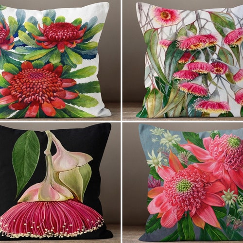 Floral Pillow Cover Big Flower Print Pillow Case Red Etsy