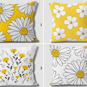 Daisy Pillow Covers, Yellow Floral Throw Pillows, Summer Trend Cushion Cover, Decorative Sofa Cushion, Flower Home Decor, Housewarming Gift