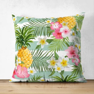 Pink Flamingo Cushion Cases, Tropical Pillow Cover, Pineapple Cushion ...