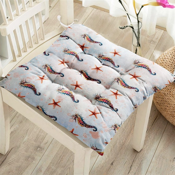Sea Theme Puffy Chair Pads Seahorse Stool Seat Cushion Starfish Outdoor Chair Pad Nautical Cushions Kitchen Cushion Cover Beach Decor Etsy Australia