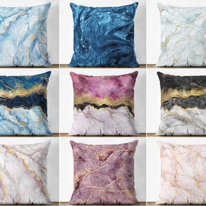 Marble Cushion Cover, Modern Pillow Cover, Modern Home Deco, Marble Cushion Case,  Pink Marble Sofa Pillowcase, Gold Marble Pillow Protector