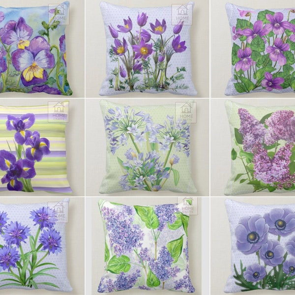 Pansies Pillow Shams, Violet Design Pillow Covers, Purple Flower Trend Cushion Case, Outdoor Pillow Top, Modern Sofa Deco, Wedding Gift