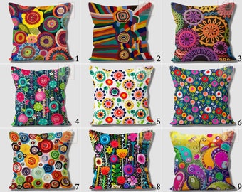 Fundas de almohada mágicas de flores multicolores, funda de almohada colorida, funda de cojín abigarrada, almohada impresionante, fundas de almohada de colores brillantes y vibrantes