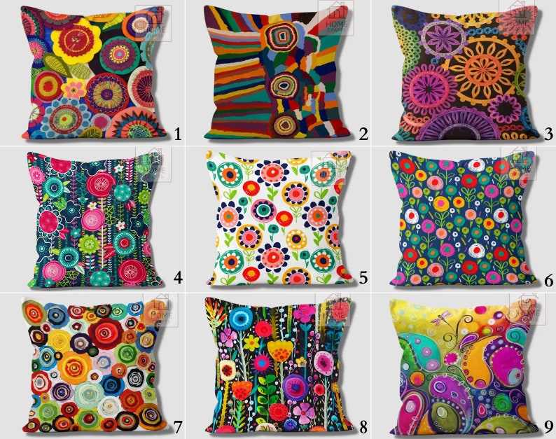 Magical Multicolored Flowers Pillow Shams, Colorful Pillow Cover, Motley Cushion Case, Stunning Pillow, Vibrant Bright Colorful Pillow Cases image 1