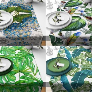 Flowers Table Runner, Tropical Table Covers, Butterfly Table Decor, Swan Tablecloth, Animal Printed Table Runner, Floral Decor, Home Gift