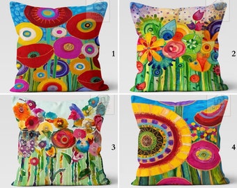 Stunning Colorful Floral Pillow Cases, Magical Pillow Cover, Summer Cushion Case, Decorative Pillow with Different Size Options, House Gifts