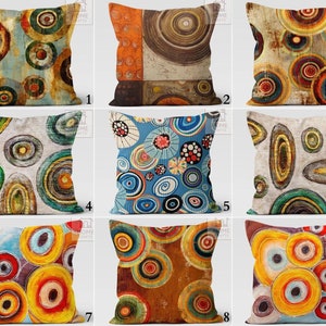 Abstract Circle Pillow Cover, Mid Century Modern Geometric Cushion, Industrial Rust Art