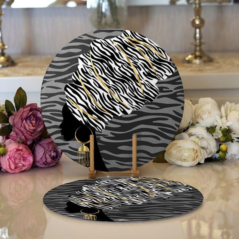 African Woman Themed Placemat Wooden Table Mats African Etsy