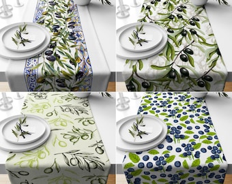 Olive Table Runner, Olive Table Topper, Decorative Table Cover, Olive Tablecloth, Olive Printed Table Decor, Mediterranean Table Runner