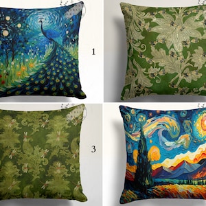 Artistic Oil Paint Pillow Cover, Peacock Throw Sham, Van Gogh Style Decor