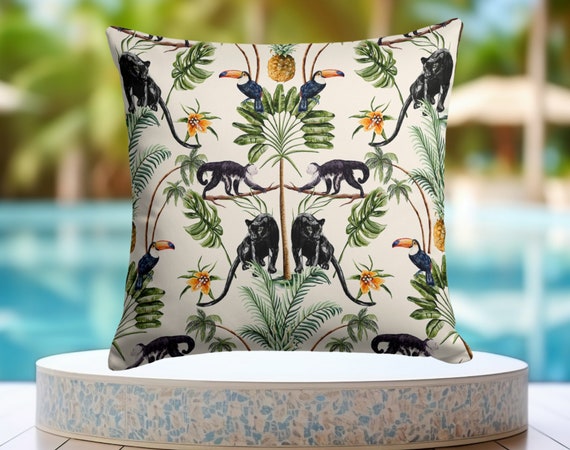 4 Federe Cuscini Esterni Impermeabili 45x45 Cm - Motivo Tropicale Per Giardino, Patio - Foto 10