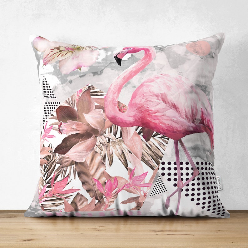 Pink Flamingo Pillow Cases Tropical Pillow Cover Pink Rose Etsy