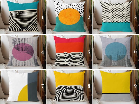 ACTUS 幾何学模様 クッションカバー 4点セット Fukeen Home 幾何学模様 クッションカバー 4枚セット モダンアクセント