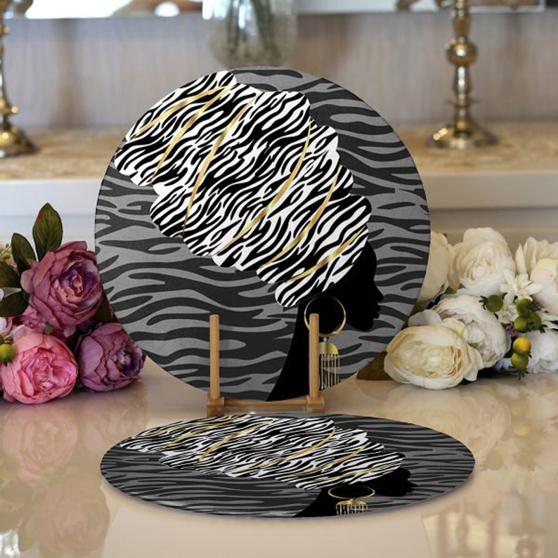 African Woman Themed Placemat Wooden Table Mats African Etsy