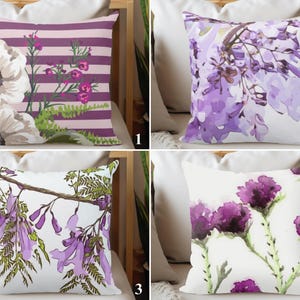 Purple Floral Pillow Cover, Decorative Trend Pillow Case, Flower Accent Cushion Cover, Flower Outdoor Pillow Sham, Purple Sofa Pillow Slip