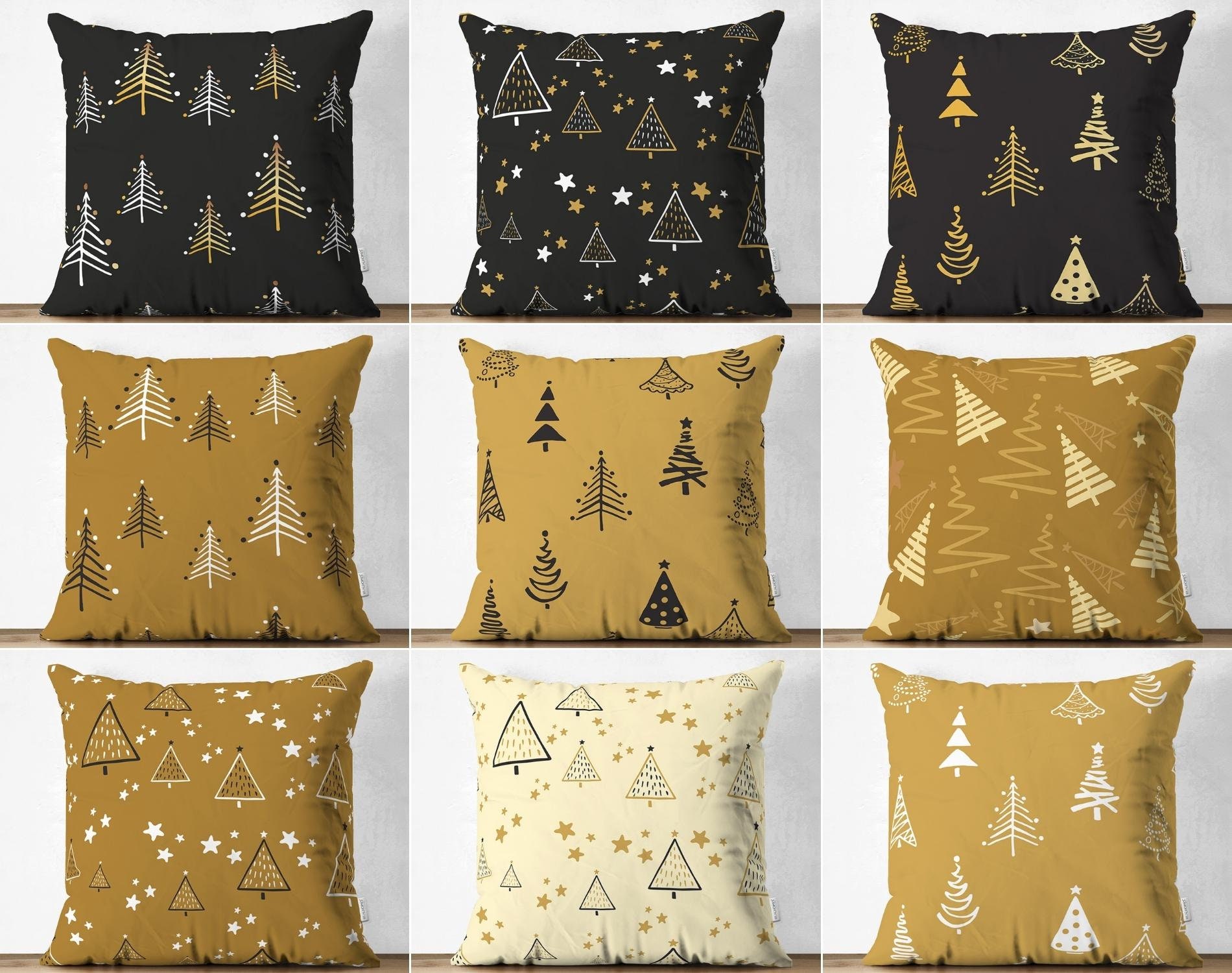 Black hot sale christmas pillows