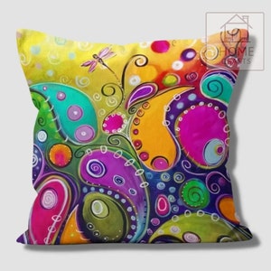 Magical Multicolored Flowers Pillow Shams, Colorful Pillow Cover, Motley Cushion Case, Stunning Pillow, Vibrant Bright Colorful Pillow Cases Pattern #9