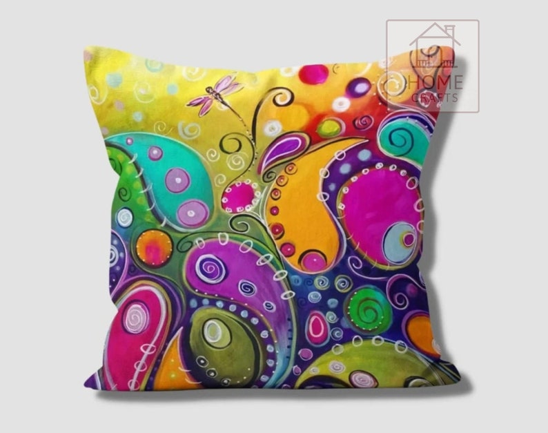 Magical Multicolored Flowers Pillow Shams, Colorful Pillow Cover, Motley Cushion Case, Stunning Pillow, Vibrant Bright Colorful Pillow Cases Pattern #9