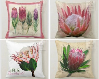 Flower Pattern Pillow Cover, Life Is Beautiful Print Cushion Cover, Protea Pillow Cases, Decorative Cotton Cushion Cover, House Present