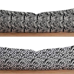 Abstract Pattern Long Pillow Cover, Abstract Lines Bolster Pillow Top, Zebra Skin Pattern Long Pillow Case, Modern Long Bench Cushion Cover