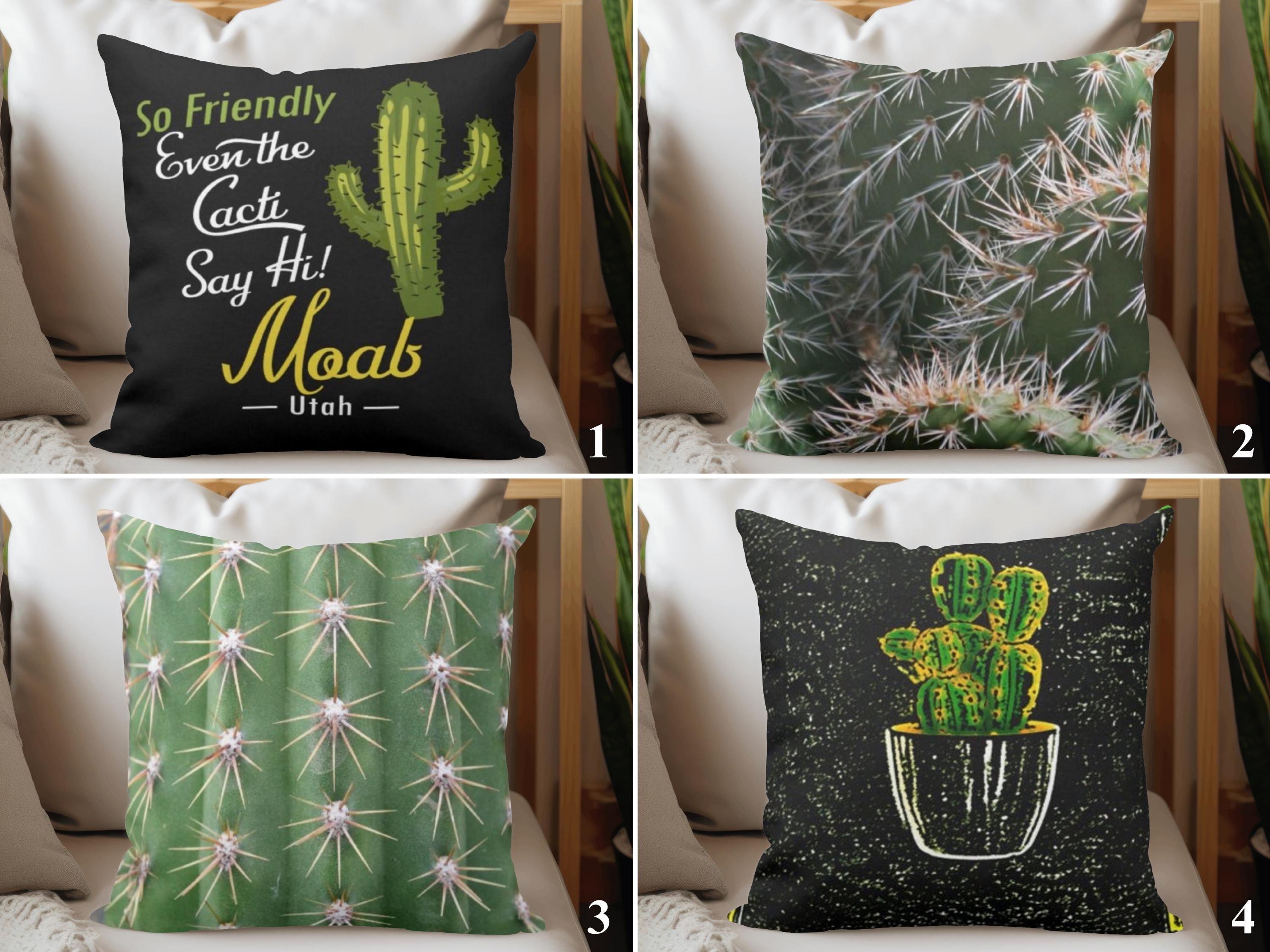 Cactus Pattern Pillow Covers, Desert Plant Pillow Cases, Chic Sofa