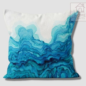Aqua Toss Pillow Covers, Water Blister Outdoor Pillow Case, Decorative Marine Pillow Shams, Turquoise Pillow, Beach House Gift, Coastal Deco Pattern #3