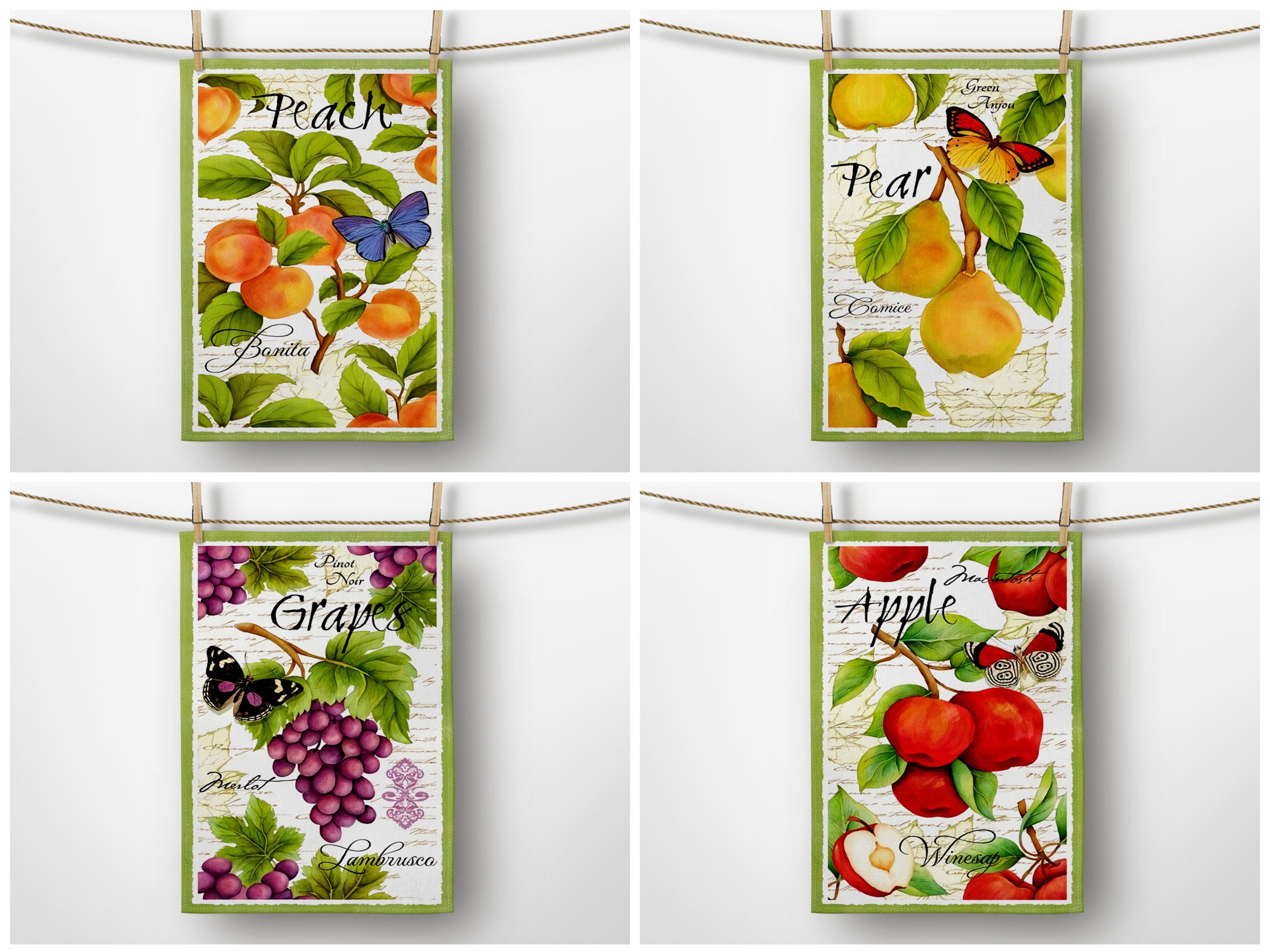 72 Wholesale Colorful Fruit Design Hndy Kitchen Towel With Hanging