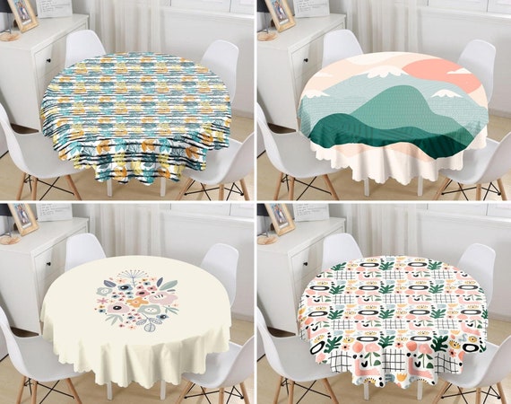 Leaf and Sun Print Tablecloth Simple Modern Abstract Home Kitchen
