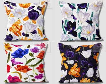 Purple Accent Pillow Cases, Floral Throw Pillow, New Trend Cushion Cover, Decorative Lux Patio Pillow, Bedding Home Decor, Housewarming Gift