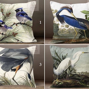 ヘロン鳥の絵の枕カバー、水彩画のブルージェイの枕カバー、雪のヘロンの枕プロテクター、オオアオサギの枕カバー、モダンな装飾