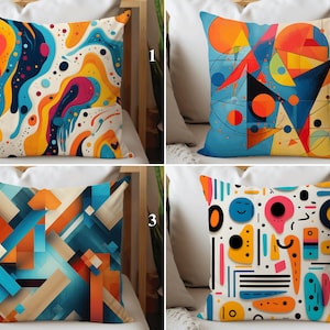 Vibrant Retro Pattern Pillow Case, Groovy Whimsical Pillow Cover, Pop Art Pillow Sham, Colorful Geometric Cushion Cover, Housewarming Gift