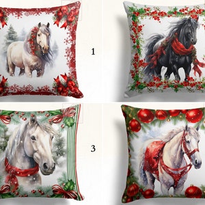 Horses in Nature Pillow Protector, Equestrian Pillow Cover, Horse Lover&#39;s Cushion Cover, Equine Enthusiast Pillow Slipcover, Xmas Pillow Top