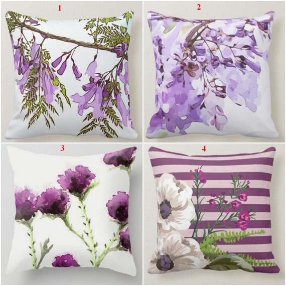 Purple Floral Pillow Cover Decorative Trend Pillow Case Etsy