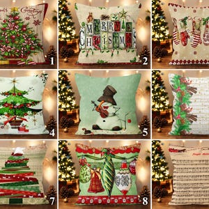 Season&#39;s Greetings Cushion Covers, Xmas Tree Pillow Cover, Merry Christmas Pillow Case, Music Note Throw Pillow Slips, Christmas Home Decor