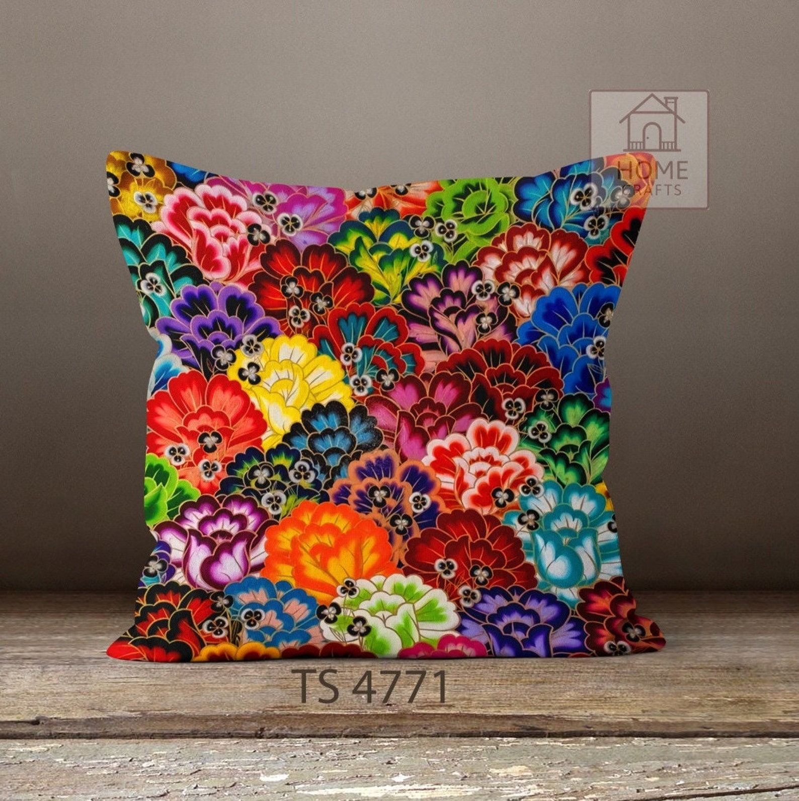 Vibrant Bright Colorful Pillow Case Magical Floral Pillow Etsy