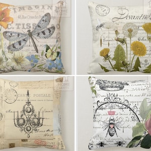 Taie d'oreiller papillon, housse de coussin reine des abeilles, coussin abeille, oreillers décoratifs, taie de coussin abeille florale, housses de coussin abeilles, cadeau pour la maison
