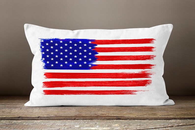 American Flag Pillow Cover USA Flag Pillow Case Red Blue Etsy