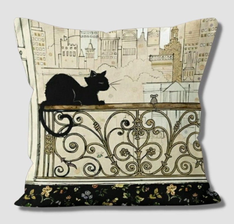 Black Cat Pillow Covers Cat Gift Ideas Cat Pillow Case Etsy