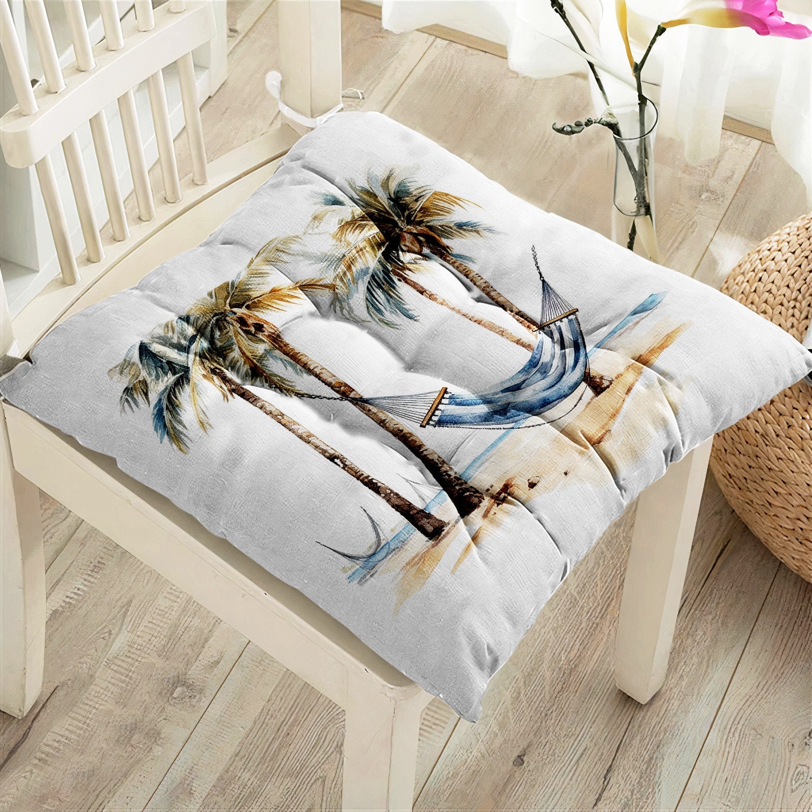 4 Federe Per Cuscini 40x40 Cm Con Tema Oceano – Lino Sintetico Con Cerniera – Stella Marina, Tartaruga, Cavalluccio