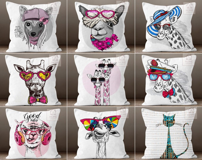 Cool Animal Pillow, Camel Print Pillowcase, Safari Animal Cushion, Dandy Camel Pillow, Holiday Souvenir Pillow, Hipster Animal Pillow