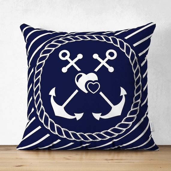 Nautical Outdoor Pillows, Nautical Outdoor Cushions, Blue White Accent  Pillows, Nautical Wedding Pillow, Nautical Wedding Gift 
