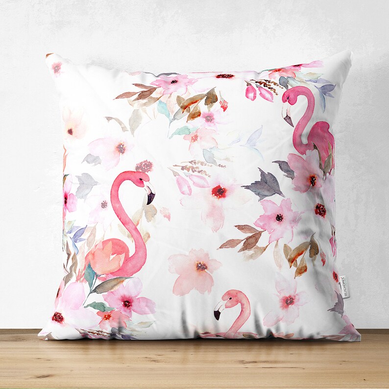 Pink Flamingo Pillow Cases Tropical Pillow Cover Pink Rose Etsy