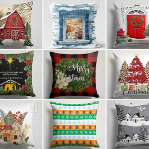 Winter Pillow Cover, Home Pattern Cushion Cover, Snowflake Decorative Pillow Top, Christmas Pillowcase, Xmas Decor 16x16 18x18 20x20 24x24