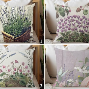 Lavender Cushion Cases, Lilac Pillow Cover, Flower Accent Cushion Case, Floral Outdoor Pillow Case, Floral Design Couch Pillow, Home Decor
